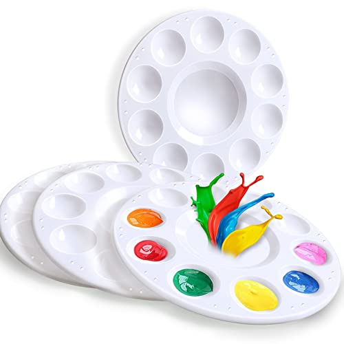 4 PCS Paint Palette, INIFUS Paint Pallet for Kids & Students，Plastic Paint Tray Palettes with 10 Wells,Painting Supplies for Kids | Artist Paint Tray Palette,Paint Palettes for Kids,Student to Craft Supplies DIY Art Painting on School Project or Art Class