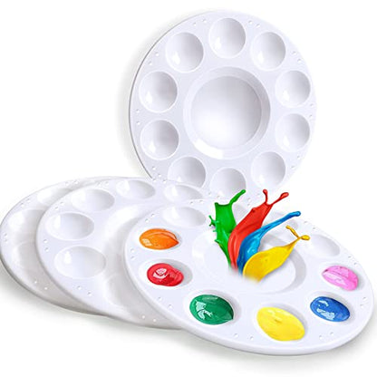 4 PCS Paint Palette, INIFUS Paint Pallet for Kids & Students，Plastic Paint Tray Palettes with 10 Wells,Painting Supplies for Kids | Artist Paint Tray Palette,Paint Palettes for Kids,Student to Craft Supplies DIY Art Painting on School Project or Art Class