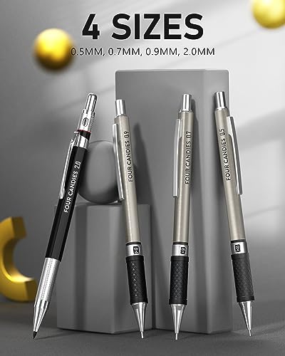 Four Candies 25PCS Art Mechanical Pencil Set + Mechanical Pencil Set Silver