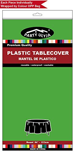 PARTY ULYJA Lime Green Plastic Tablecloths 2 Pack - 84 Inch Circle Disposable Table Covers for 6 ft Round Tables - Light Green for Baby Shower, Birthday, Wedding Parties - color: B03 Lime Green