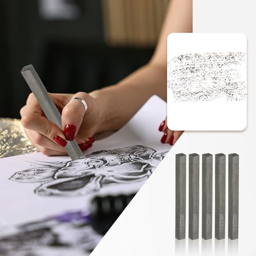 PATIKIL Compressed Charcoal Sticks, 6 Pack Medium Grade Art Supplies Sketch Square Stick for Artist Drawing Sketching Shading Painting, Black