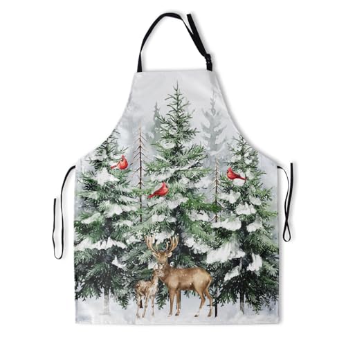 Imiss Waterproof Stain-Resistant Cooking Chef Aprons for Grill BBQ Baking 27 X 31 Inch - color: Winter Deer Forest