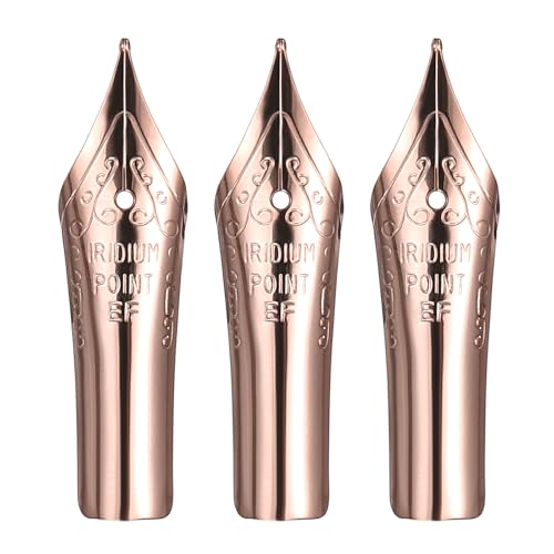 PATIKIL 0.38 mm Line Width Fountain Pen Nib Replacement, 3 Pack 304 Stainless Steel Special Spare Ink Dip Calligraphy Pen Nib for Drawing Writing Signing, Rose Gold(EF Tip) - color: Rose Gold