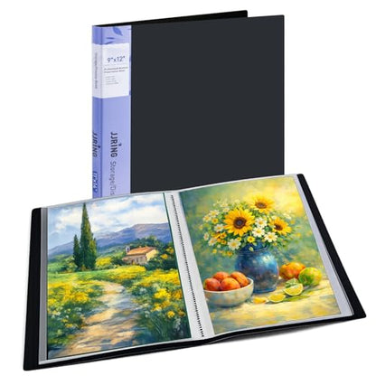9x12 Black Art Portfolio Folder Displaying 48 Pages with Plastic Sleeves - color: Black, size: 9*12