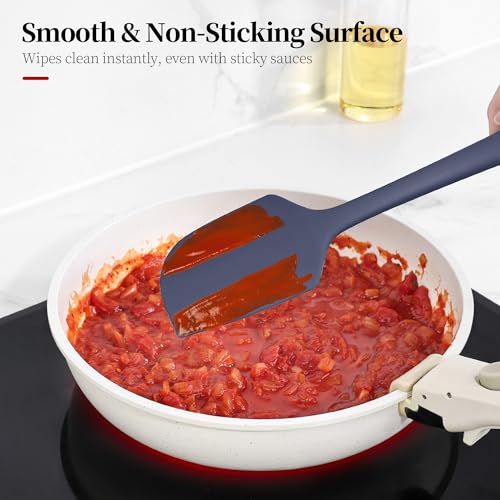 600ºF Heat Resistant Large Baking Silicone Spatula, Midnight Blue | 11.34in High Heat Food Safe Flexible Kitchen Silicone Scraper for Cooking Mixing Scraping Stirring Nonstick Cookware Pan Bowl - color: Midnight Blue, size: 11.34in - Large Spatula