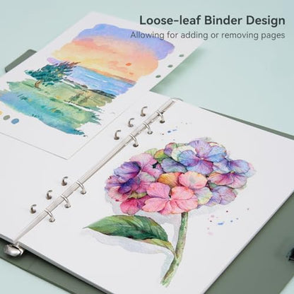 Lightwish Watercolor Sketchbook,100% Cotton 300gsm/140lb Hot Press - color: Hard Shell Green