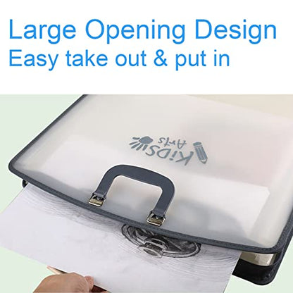 Acocony 11x17 Art Portfolio-Accordian File Organizer with 13 Pockets | 11x17 Portfolio Folder for Artwork with Handle and Zipper Closure, Frosted Translucent,Waterproof 1-Pack
