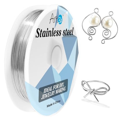Art3d 18 Gauge Bendable Soft Stainless Steel Craft Wire, 120 ft, Silver | Flexible, Malleable, Polished Finish, Easy to Shape, Easy Unwinding, for Jewelry Making, Electroculture, DIYers, Artisans - color: Stainless Steel, size: 18 Gauge / 120 Ft