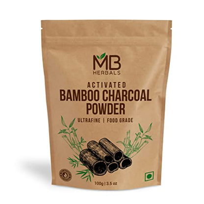 MB Herbals Activated Bamboo Charcoal 3.5 oz (100g) | Food Grade Charcoal for Baking, Skin Care & Hair Care - size: 100g
