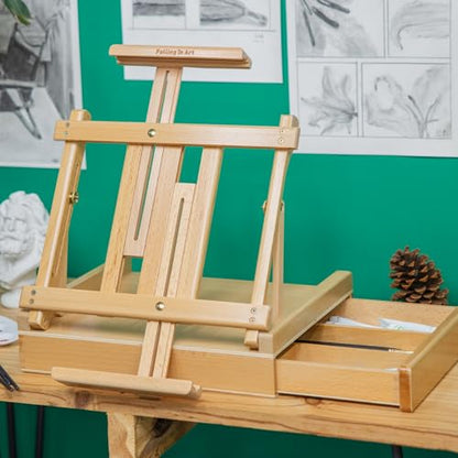 Falling in Art Adjustable Sketchbox Tabletop Easel with Storage Drawer