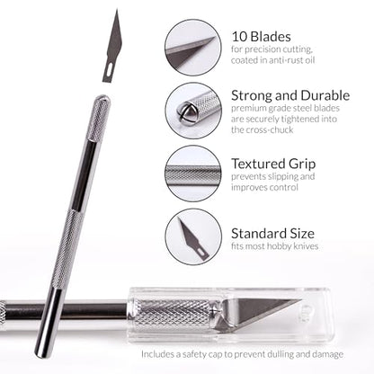WA Portman Self-Healing Cutting Mat with Hobby Knife, 12'' Metal Ruler Set This set includes 9x12'' Fabric Cutting Mats for Crafts, Exacto Knife, 10pc#11 Blades, & 12'' Cork Backed Metal Ruler Set - size: 9x12