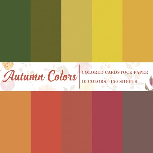 Whaline 150 Sheets 8.5 x 11 Inch Fall Cardstock Autumn Thick Paper 10 Assorted Colors Solid Core Craft Scrapbook Paper for Fall Thanksgiving DIY Maple Leaves Card Making School Office Supplies, 65lb - color: Fall