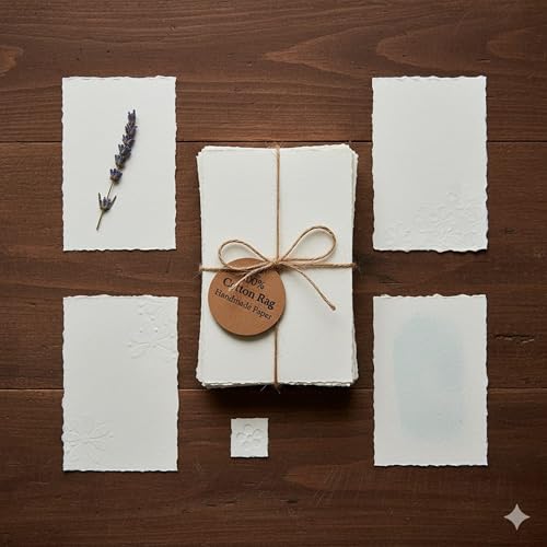 4x6" Watercolor Paper with Deckle Edge – Thick Handmade Cotton Rag Sheets for Painting, Calligraphy, and DIY Postcards – Acid-Free & Archival Quality Pack of 25, 200gsm, 4x6" (RSVP Card) - size: 4x6" (RSVP Card)