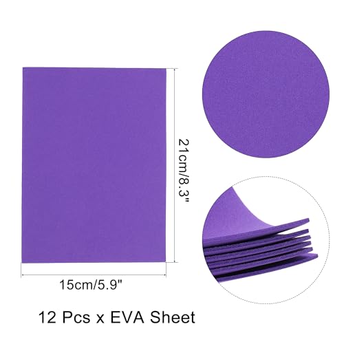 uxcell Purple EVA Foam Sheets, 8.3x5.9in 2mm Thick Handicraft Foam Paper for DIY Craft Projects Art Card Party Decoration, 12 Pcs - color: Purple
