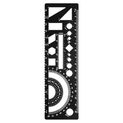 HARFINGTON Multifunctional Geometric Rulers 15cm Metric and SAE Aluminum Straight Edge Protractor Angle Math Measuring Ruler Geometric Drawings Templates for Drawing Drafting, Black - color: Black