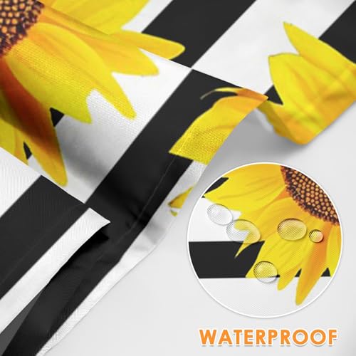 Britimes Apron with Pockets, 32x28 inch, for Women Men, Black White Flower - color: Sunflower