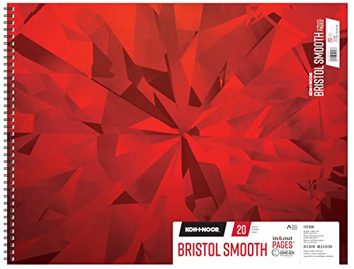 Koh-I-Noor 19" x 24" Bristol Smooth Bright White Paper Pad with In and Out Pages, 270 GSM, Side Wire-Bound, 20 Sheets per Pad (26170412613) - color: Smooth Bright White, size: 19 x 24 Inches