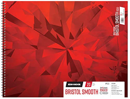 Koh-I-Noor 19" x 24" Bristol Smooth Bright White Paper Pad with In and Out Pages, 270 GSM, Side Wire-Bound, 20 Sheets per Pad (26170412613) - color: Smooth Bright White, size: 19 x 24 Inches