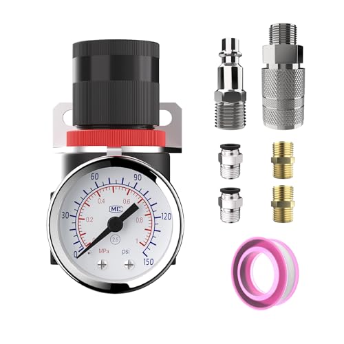 Air Pressure Regulator 1/4 Inline Compressor Water Separator Pneumatic Filter with Gauge Parts Compressed AR2000 US Brass Kit - size: AR2000