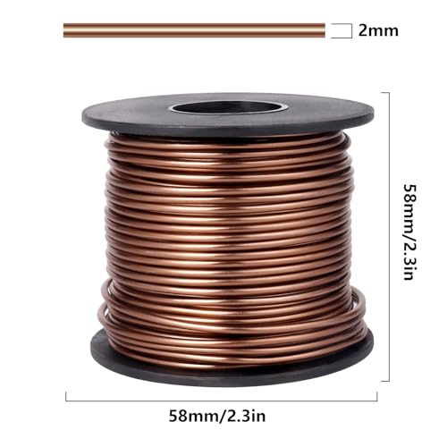 95FT 14 Gauge Bendable Brown Aluminum Craft Wire for Jewelry Making Craft | 2mm Thick Soft Metal Sculpting Aluminum Armature Wire Roll Bulk for DIY Craft - color: Brown, size: 14 Gauge