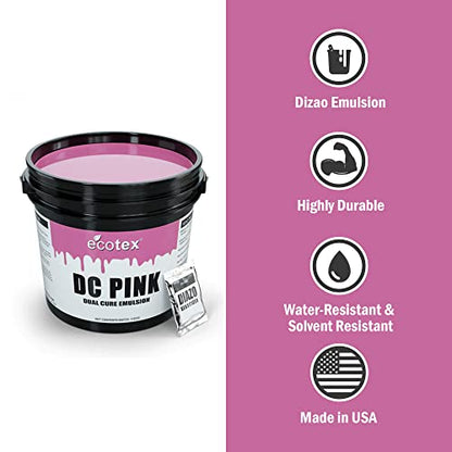 Ecotex® DC Pink Dual Cure Photo Emulsion - Screen Printing Emulsion, 1 Qt | Photo Emulsion For Silk Screens And Fabric - Works With Plastisol And Water Based Ink, Diazo Included, Made In The USA, 1 Qt - size: 32 fl oz