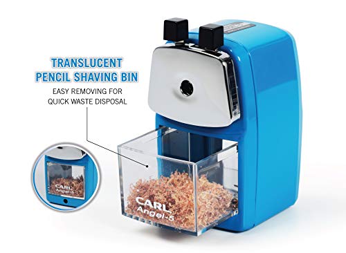 Carl Angel-5 (Black) Heavy-Duty Artist & Teacher Pencil Sharpener – Precision Manual Crank with Auto-Stop, Colored Pencil Compatible, Quiet Operation, Durable Japanese Design. - color: Black