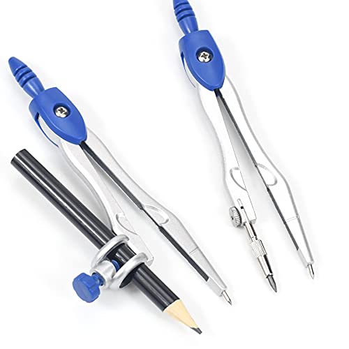 Vobou 10 pcs Math Geometry Set Student Supplies,Compass Kit Set, Navy Blue | Shatterproof Storage Box,Rulers,Protractor,Compass,Eraser,Pencil Sharpener,Lead Refills,Pencil,for School and Drawing - color: Navy Blue