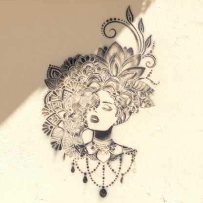 TIAMECH A4 Reusable Mandala Lady Stencil for Painting | Jewellery Flower Hairstyle Lady Layering Template, DIY Wall Art, Wood Furniture, Scrapbook & Crafts (8.3x11.7inch) - style: Jewellery Girl