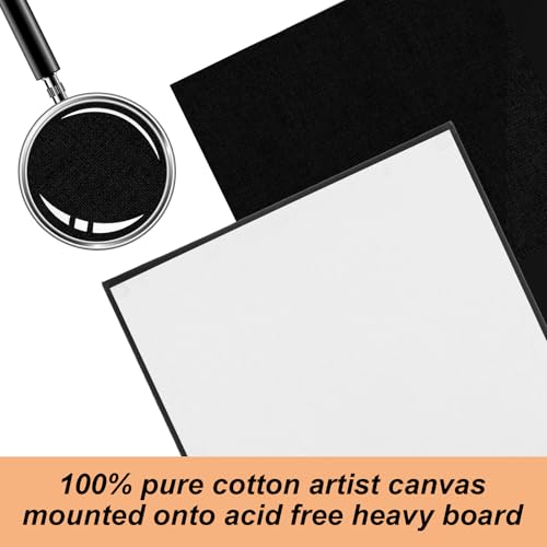 24 Pack Black Canvas for Painting, 8x10 Inch Canvas Panels Painting Canvases for Oil, Acrylic, Watercolor Paint