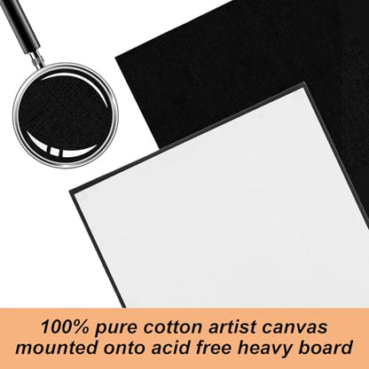24 Pack Black Canvas for Painting, 8x10 Inch Canvas Panels Painting Canvases for Oil, Acrylic, Watercolor Paint