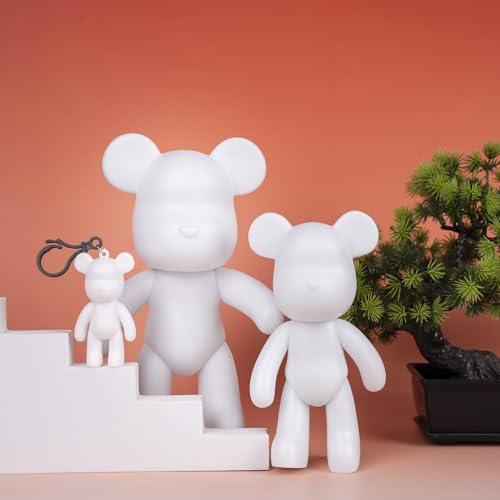 7+9 inch Blank Bear Mold 2 Set DIY Fluid Bear + 1 Keychain Creativity Figure for Home Decoration