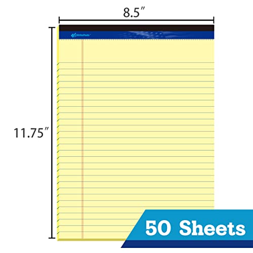 WritePads Legal Pad, 8.5 x 11, Wide Ruled, Canary Paper, 48-Pack, 50 Sheets Per Pad, Micro-Perforated Notepad, Made in USA - size: 8.5x11 Inch-Canary, style: 48 PACK