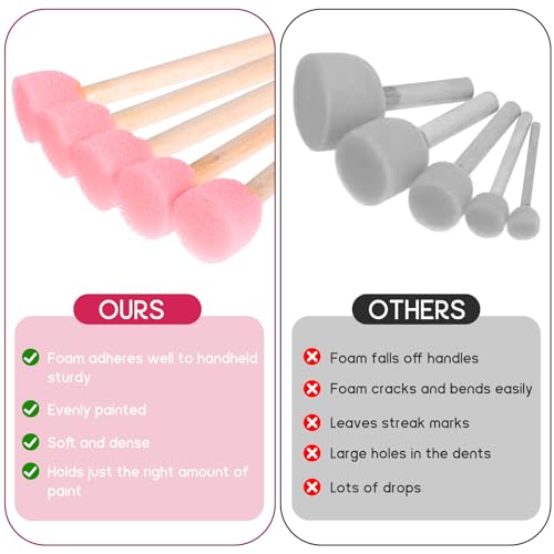 40 Pieces Round Sponge Paint Brush, 0.6 Inch Round Sponge Foam Brush Set Painting Tools for Acrylic Painting and Face Paintbrush Arts and DIY Crafts, Pink