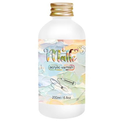 EIGTWEN Matte Varnish for Acrylic Painting, 200ml Clear Acrylic Varnish | Acrylic Paint Sealer, Clear Acrylic Paint, Prevents Yellowing, Maintains Long-Lasting Color - size: matte