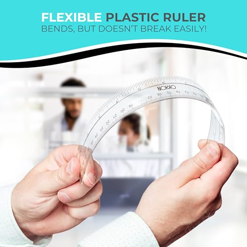 Clear Plastic Ruler 12 Inch, 50-Pack, Rulers Bulk for Classroom | School rulers with metric and imperial markings for students and teachers; clear design keeps lines and measurements visible