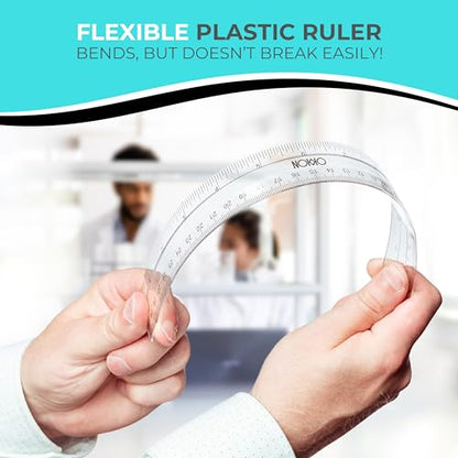 Clear Plastic Ruler 12 Inch, 50-Pack, Rulers Bulk for Classroom | School rulers with metric and imperial markings for students and teachers; clear design keeps lines and measurements visible