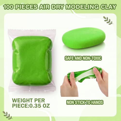 VioraWhite 100 Pcs Air Dry Clay Bulk Modeling Clay for Kids Lightweight Foam Modeling Clays DIY Molding Clays for Kids Adults Crafts Gifts School Project Supplies (Green) - color: Green