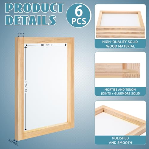CroBlissful 6 Pcs Wood Silk Screen Printing Frames 10 x 14 Inch, with 200 High Tension Nylon Mesh for Beginners, 0.87 Inch Thickened Frame for Fabric Graphic T Shirts DIY Screen Printing - style: 200 Mesh