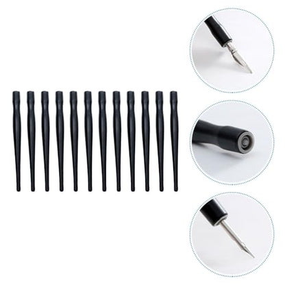 Tofficu Dip Pen Nib Holder Black Plastic Pole 4.92 Inch Manga Pen Supplies for Comic Drawing Water Dip Art Sketching Easy-Replace Penholder Set of 12 for Desk Organizer - color: Black