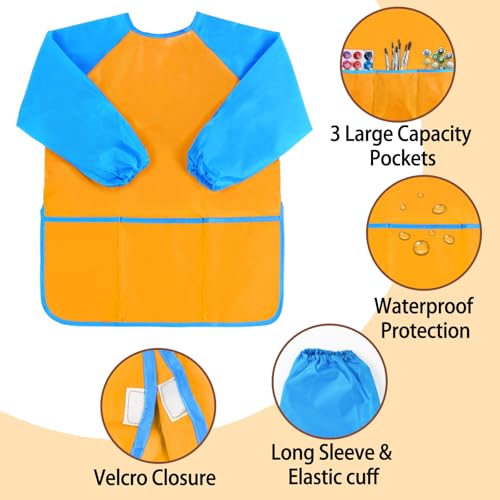Kopokita Kids Art Smock, Toddlers Painting Apron Children Artist Smock - color: Orange