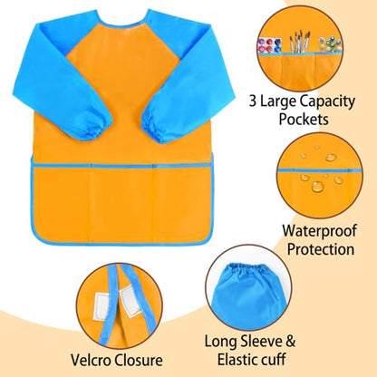 Kopokita Kids Art Smock, Toddlers Painting Apron Children Artist Smock - color: Orange