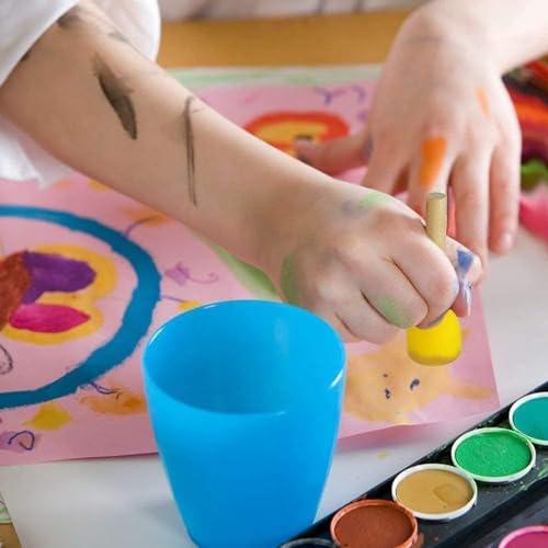 WAFJAMF 30Pcs Round Sponge Brush Set 4 Sizes DIY Painting Tools Yellow | Wooden handle craft foam applicators for acrylic, kids arts & stenciling with multiple diameter options