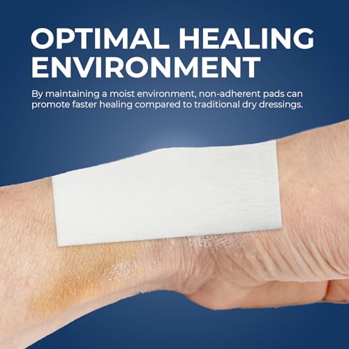 MED PRIDE Sterile Nonstick Pads for Wound Care, Absorbent Non-Adherent, Painless Removal, Individually Wrapped (3x8 Inch (Pack of 50)) - size: 3x8 Inch (Pack of 50)