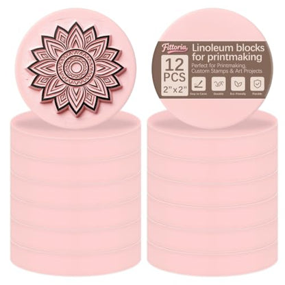 12Pcs Round Linoleum Blocks for Printmaking,2x2in Premium Rubber Stamps, Printmaking Supplies for Printing, Stamp Making, and a Wide Range of DIY Craft Projects - color: Round 2x2x0.32inx-12pcs