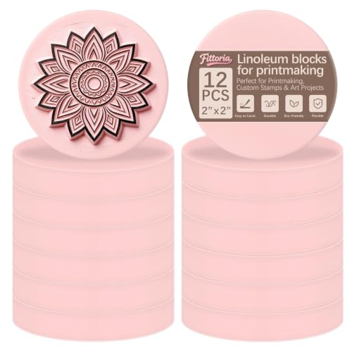 12Pcs Round Linoleum Blocks for Printmaking,2x2in Premium Rubber Stamps, Printmaking Supplies for Printing, Stamp Making, and a Wide Range of DIY Craft Projects - color: Round 2x2x0.32inx-12pcs