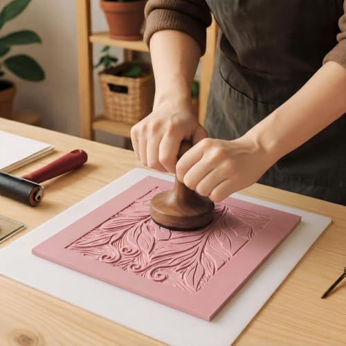 FunooFuno 11.75'' x 11.75'' 2 Pack Pink Rubber Linoleum Carving Blocks for Printmaking, 0.24'' Thick Linocut Soft Rubber Carving Block for Stamp Making Supplies Craft Materials DIY Artists Beginner - size: 11.75 x 11.75 inch