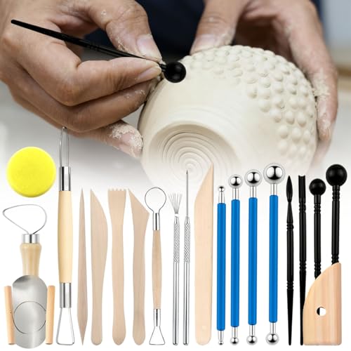 Basic Clay Pottery Carving Tools: 22Pcs Professional Sculpting Set for Home Use for Adult Beginners and Hobbyists - size: 22pcs