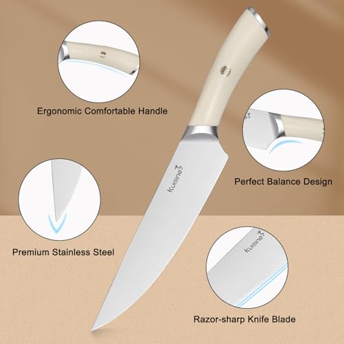 Kuisine Kitchen Knife Set,High Carbon Stainless Steel Ultra Sharp Blade Ergonomic Handle,Knife Block Set with Built-in Sharpener,Elegant Gift for Holiday(Irovy-Acacia,15PCS) - color: Pro Max Acacia Wood, size: 15 pieces