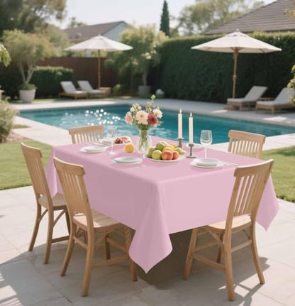 HEIPINIUYE 2 Pack Light Pink Tablecloth Disposable 54 x 108 Inch Baby Pink Plastic Table Cloth Disposable Waterproof Rectangle Table Cover for Party Birthday Camping Picnic Tablecloths - color: Light Pink Rectangle Tablecloth, size: 2 Pack