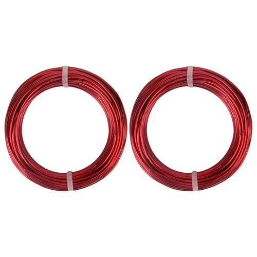 2 Rolls Aluminum Craft Wire, 9 Gauge (3mm) Flexible Metal Wire for Jewelry Making, 65.6 Ft (32.8 Ft/Roll) Bendable Armature Wire for Bonsai, Sculpting and DIY Crafts [Red] - size: 9Gauge 32.8Ft Each, style: Red